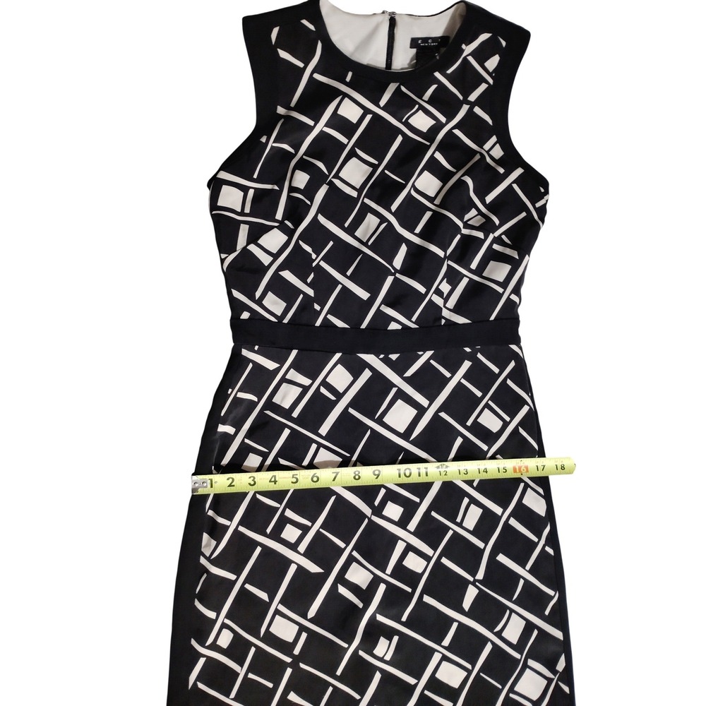 Enzo New York Black White Geometric Sheath Dress Women Size 4 Knee Length - Picture 5 of 11